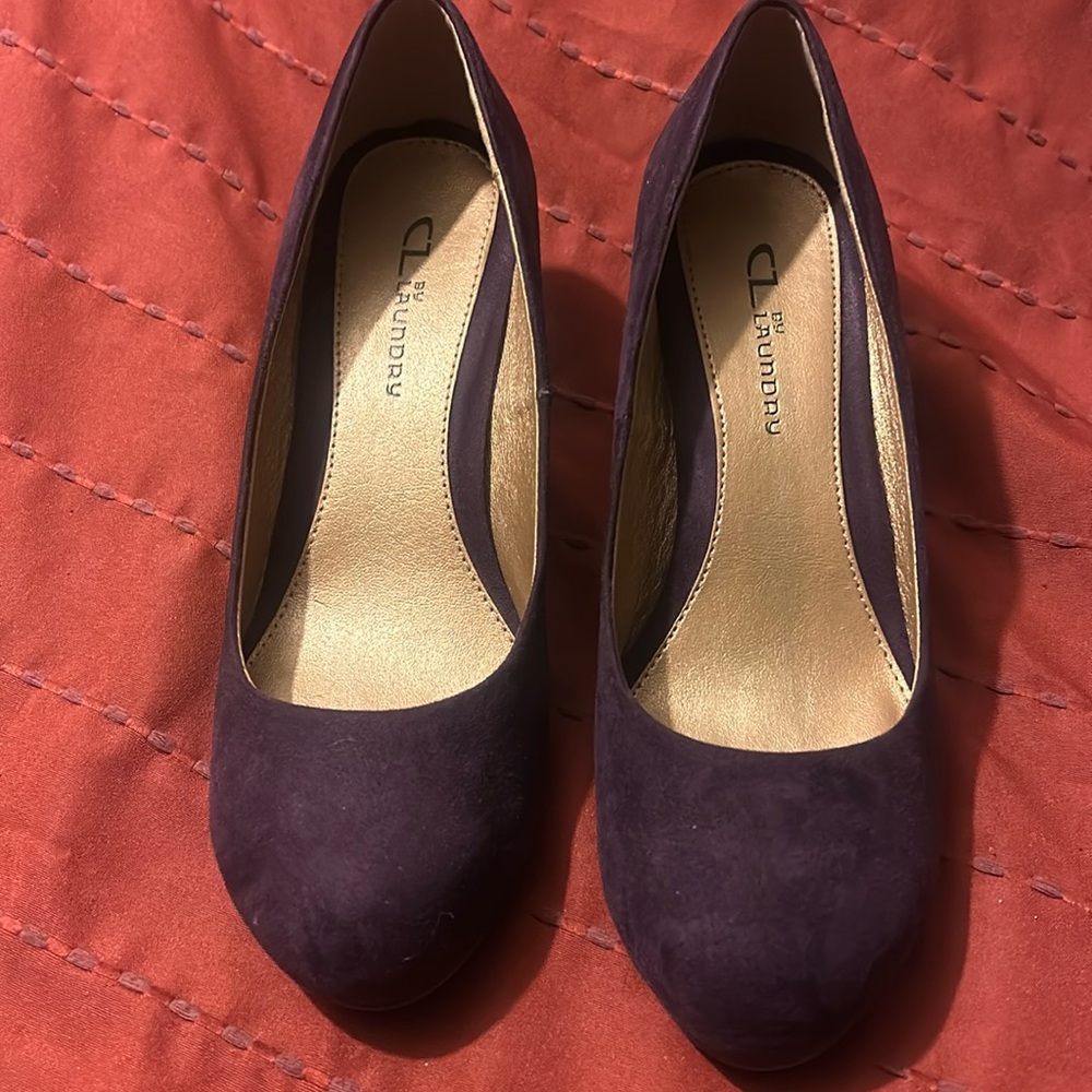 3 inch suede wedge 8 1/2. Worn 2X